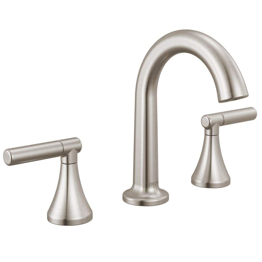 Delta Foundations Design Series Modern 8 in. Widespread 2 Handle Bathroom Sink Faucet in Brushed Nickel (2)