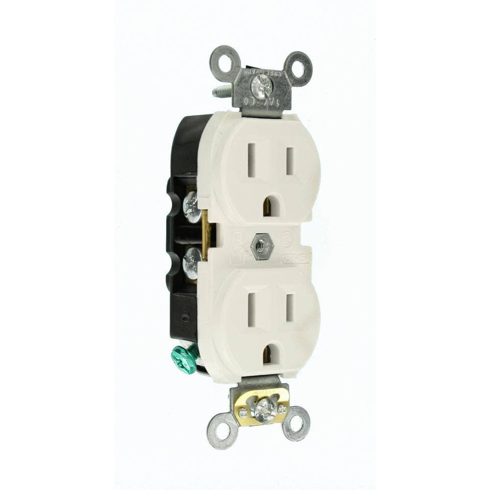 Leviton 15 Amp 125 V Commercial Grade Duplex Outlet/Receptacle, White (1-Pack) BR15-W (2)