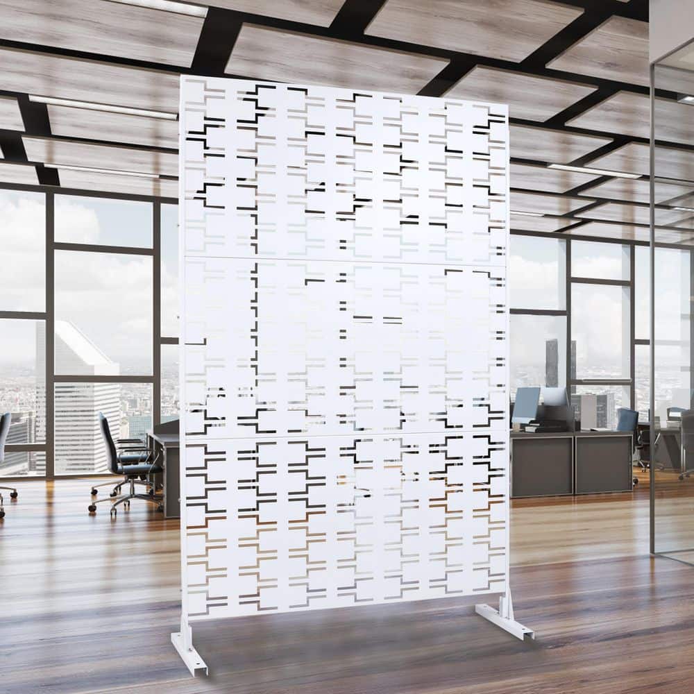 Unbranded 4 ft. x 6 ft. White Metal Outdoor Privacy Screen for Garden, Patio, Freestanding Decorative (2)