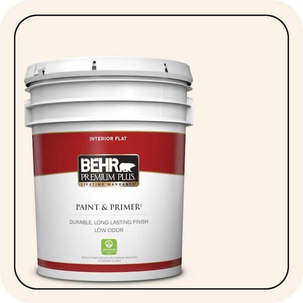 BEHR PREMIUM PLUS 5 gal. #PWN-34 White Luxury Flat Low Odor Interior Paint & Primer (2)