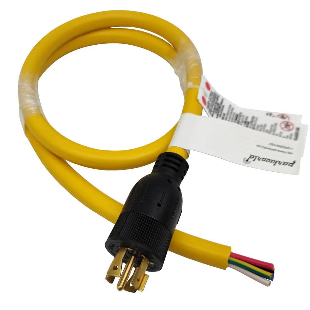 parkworld 4 ft. 12/5 20 Amp, Yellow 120-Volt/208-Volt Twist Lock NEMA L21-20 Replacement Power Cord (L21-20P to 3-Wire), UL Listed