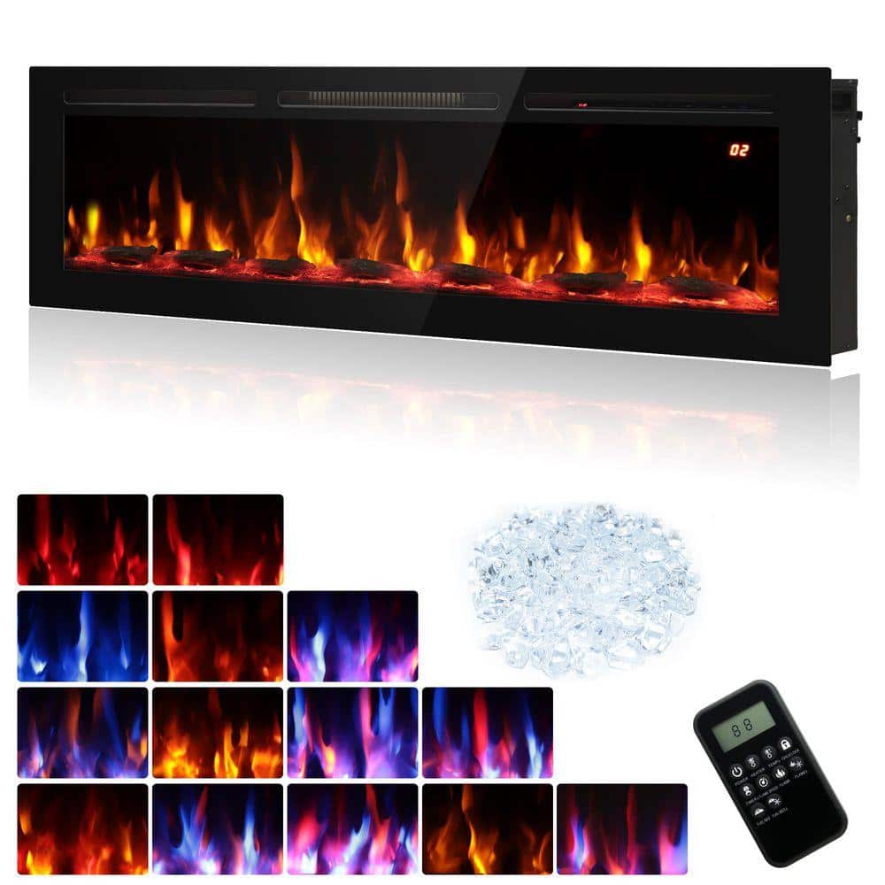 Prismaster ...keeps your home stylish 54 in. Recessed Electric Fireplace Inserts, Freestanding and Wall-Mounted, 14-Flame Colors, 6-Brightness Levels, 62℉-99℉ (1)