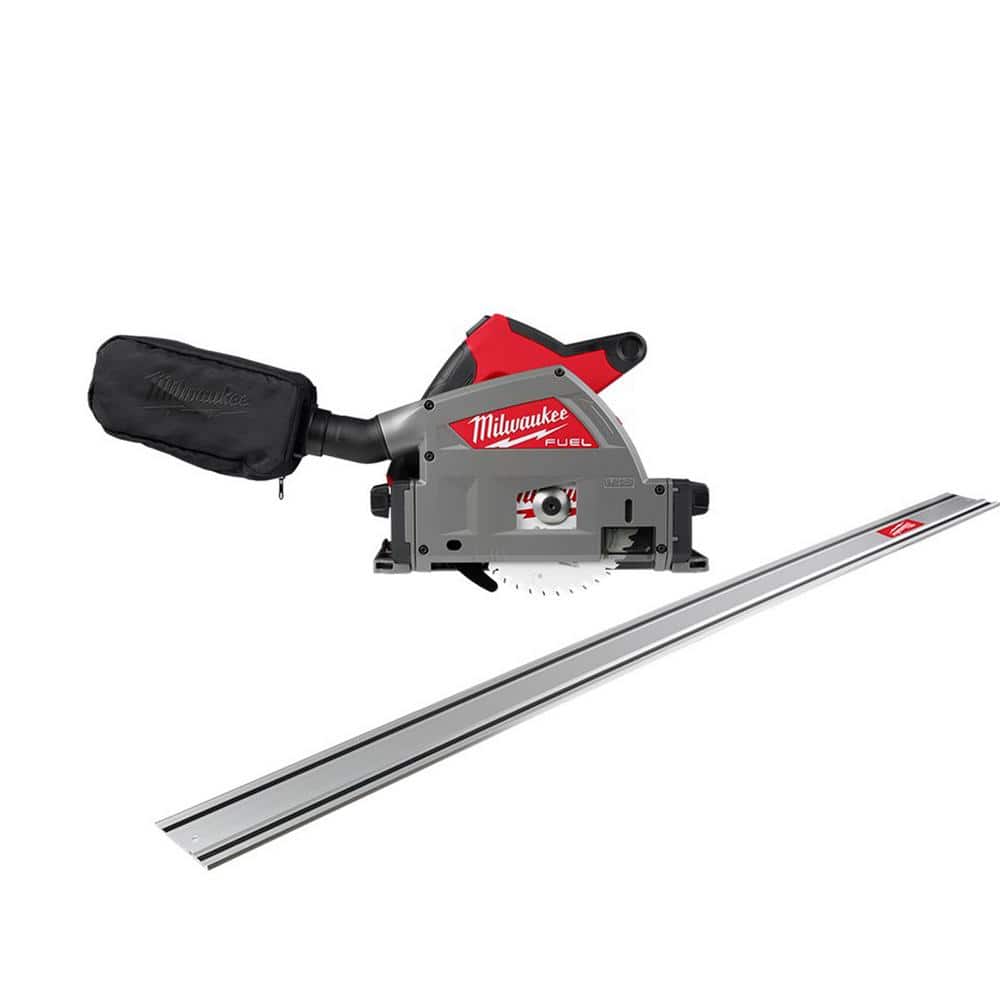 Milwaukee M18 FUEL 18V Lithium-Ion Cordless Brushless 6-1/2 in. Plunge Cut Track Saw with 106 in. Track Saw Guide Rail (1)