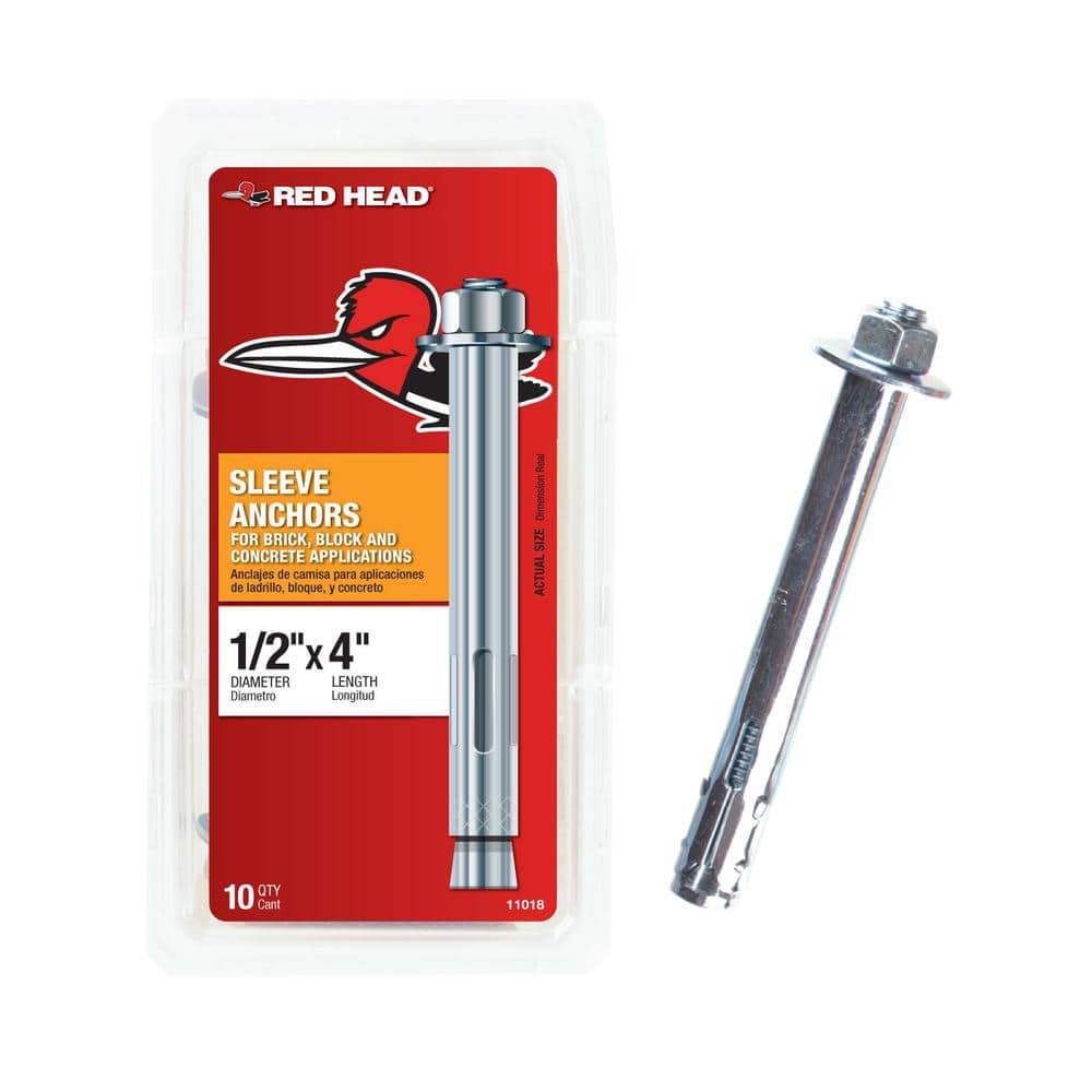 Red Head 1/2 in. Zinc-Plated Steel Hex-Nut-Head Indoor Sleeve Anchor