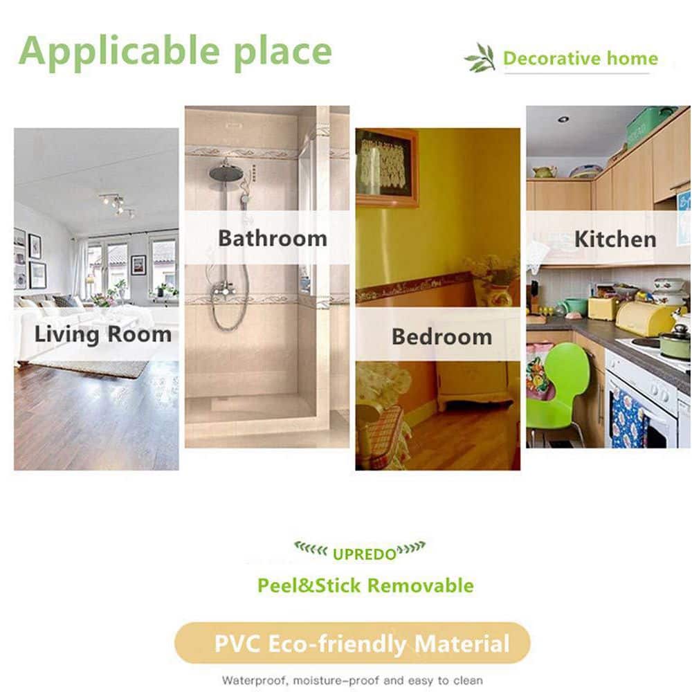 NVNOO 4 in. x 16.4 ft. 3D PVC Self-adhesive Decorative Waterproof Wallpaper Drywall for Bathroom Kitchen, Gold (1-Pack) (3)