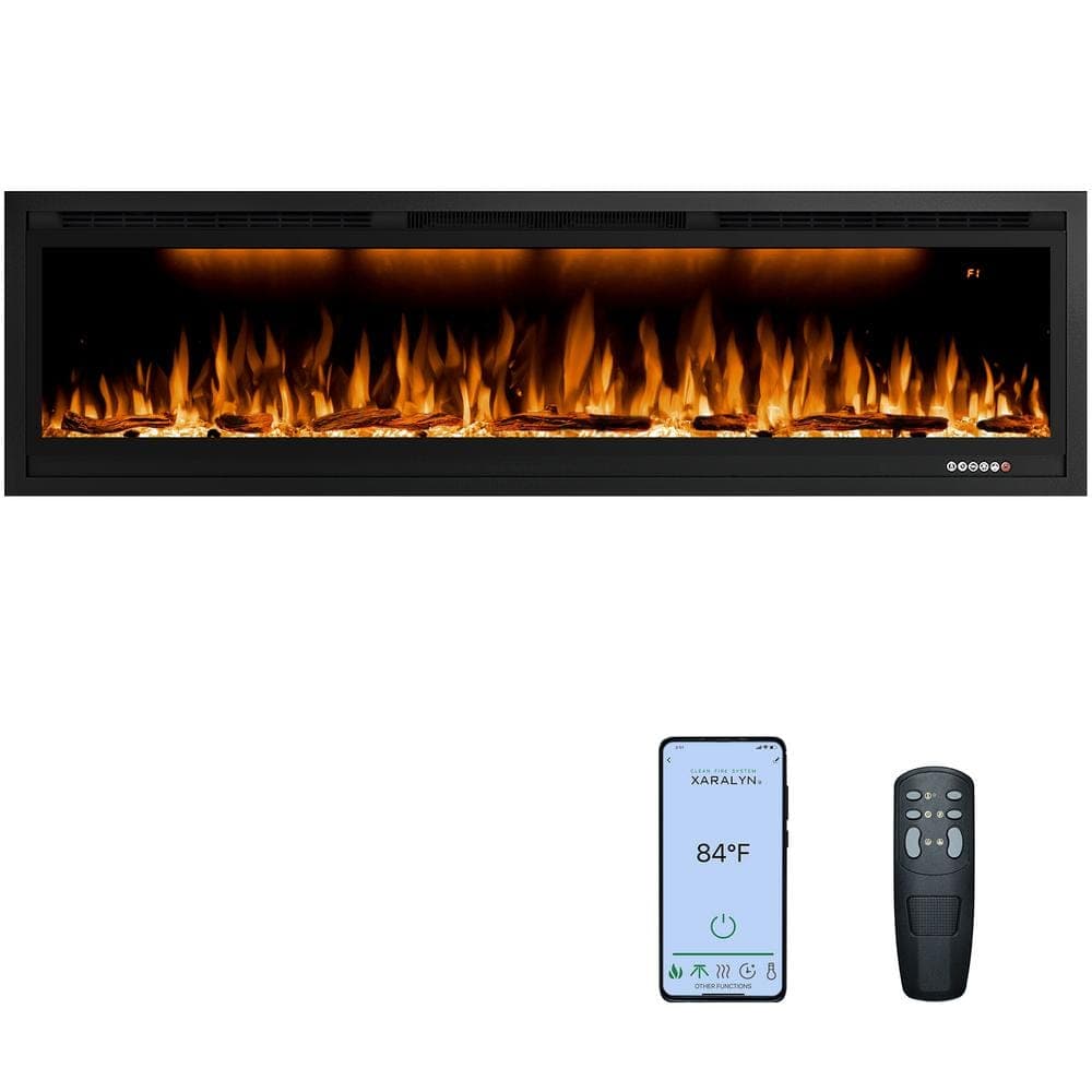 Delandgrand 60 in. Smart Electric Fireplace Inserts with APP Control in Black (1)