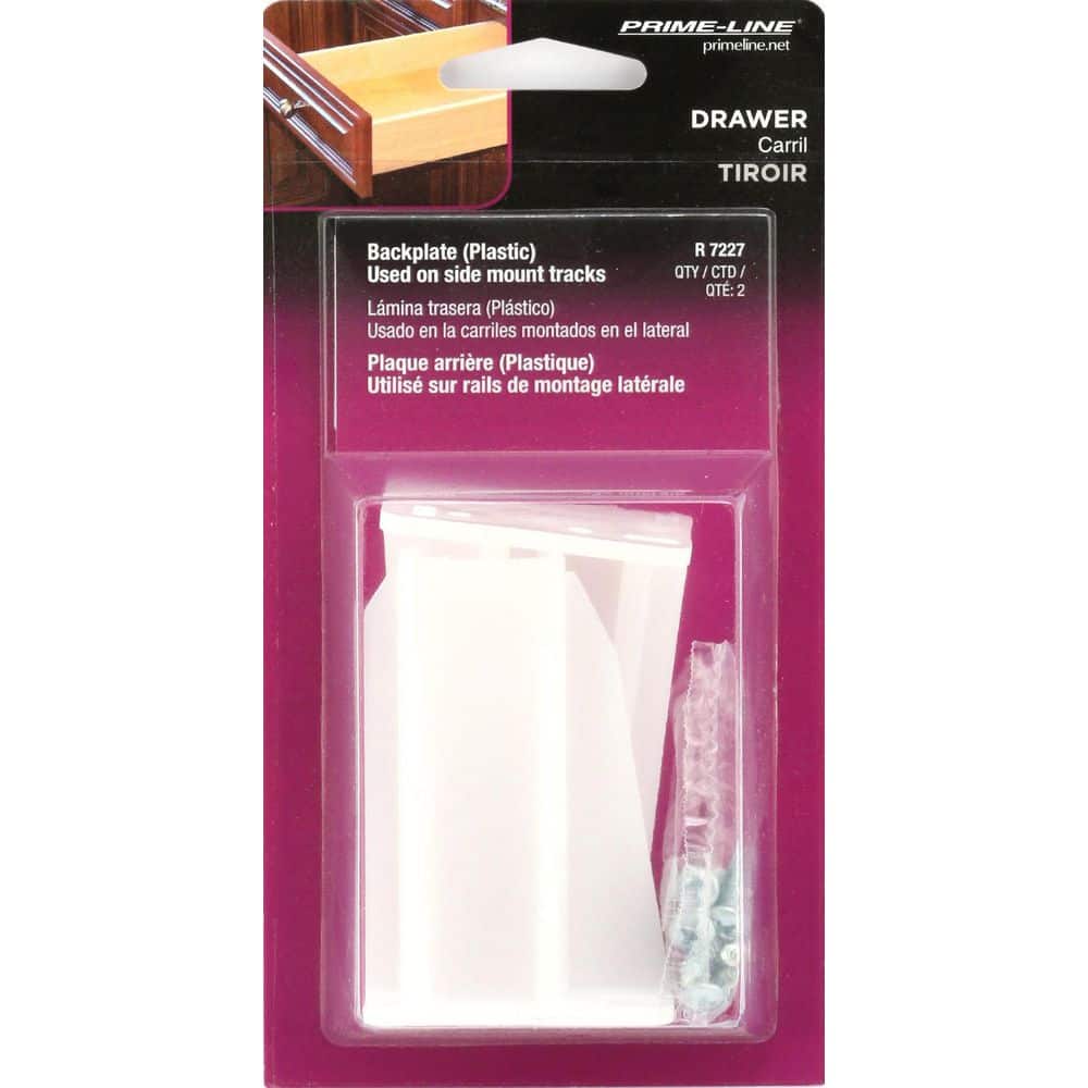 Prime-Line Drawer Track Back Plate, 5/16 in. x 7/8 in., Plastic, White (1-pair) (3)