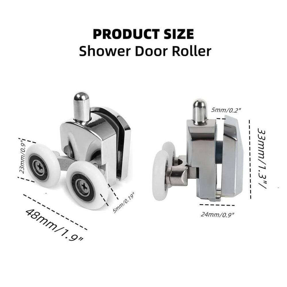 Numhew 4-Piece Bathroom Hardware Sets Shower Door Roller Replacement Kit with Anti-Collision Block for Shower Doors in Silver (2)