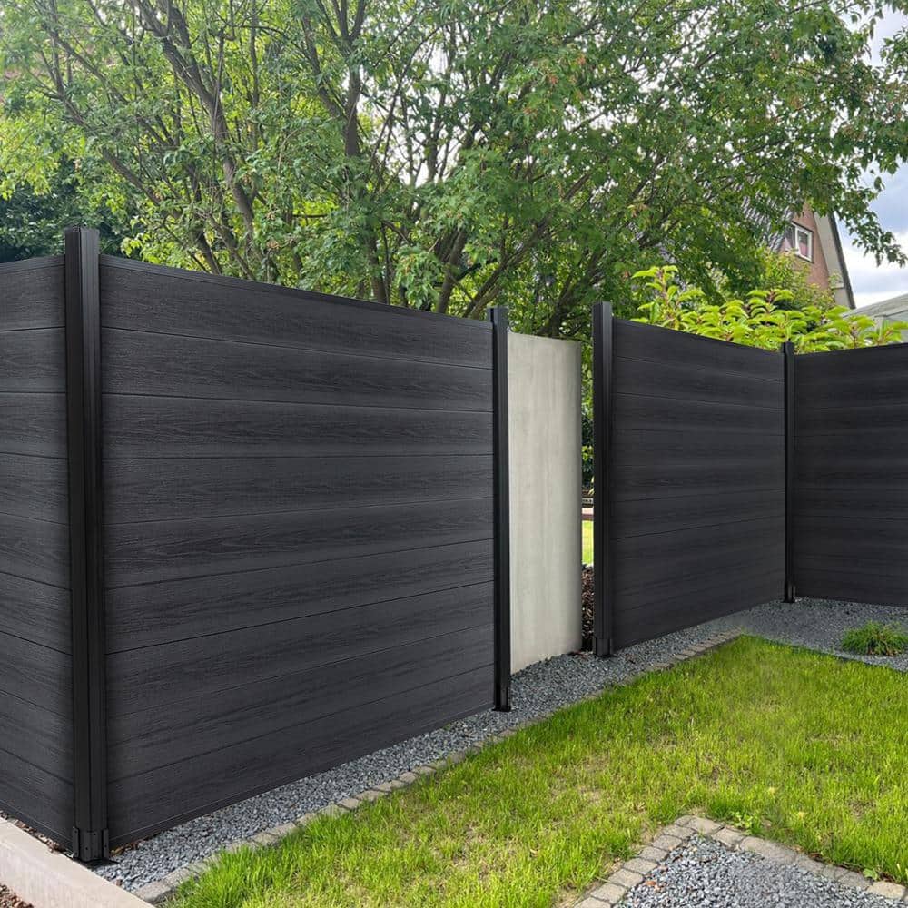 mondaria Durable 5. 8ft. H x 5. 9ft. W Black WPC Waterproof Composite Fence Panel (2)
