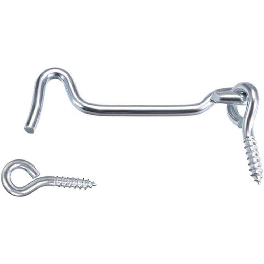 Unbranded Cabin Hook Eye Latch 1.5 in. with Mounting Screws Anti-Rust Carbon Steel Galvanized for Gates Doors Windows 4 Pack (3)