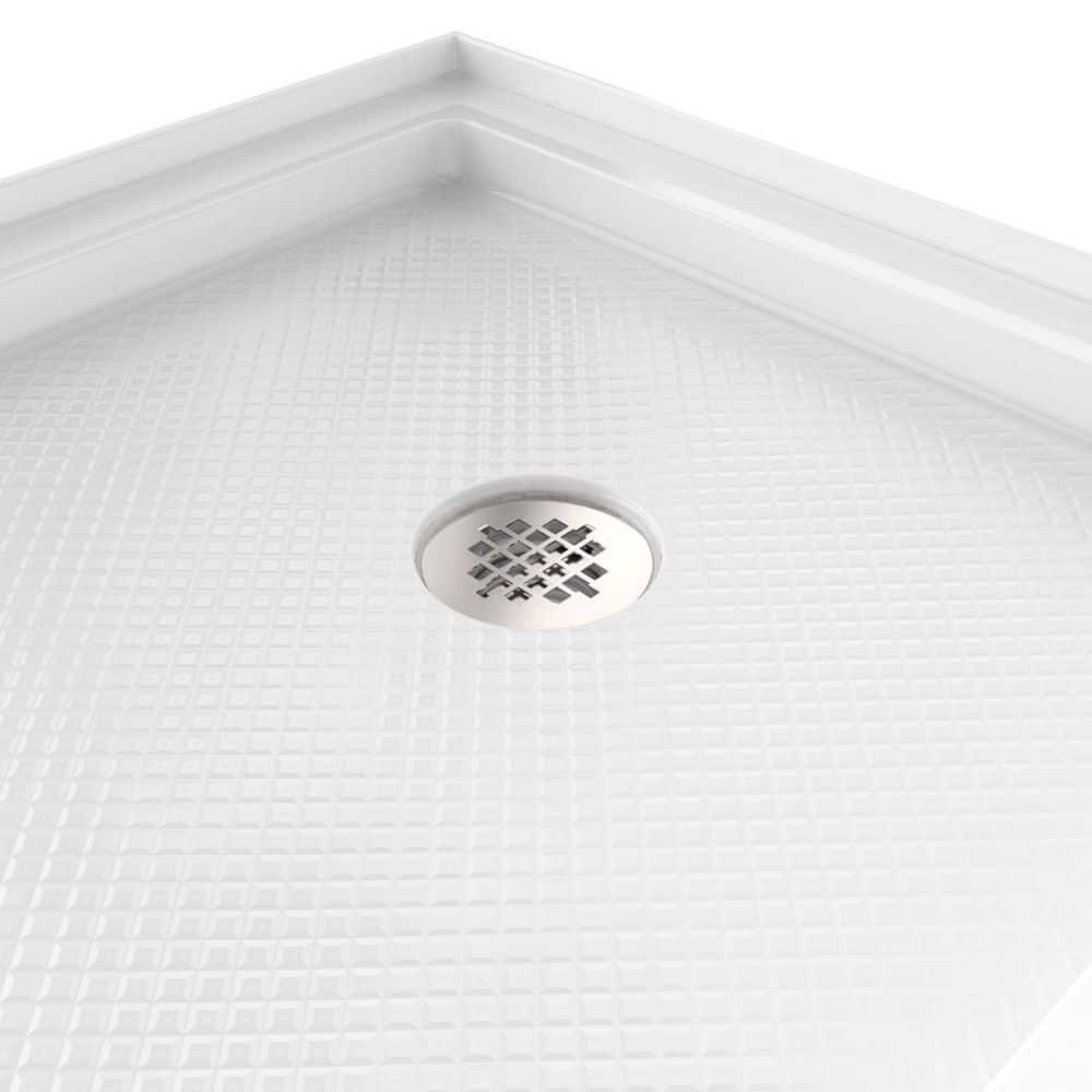 DreamLine SlimLine 60 in. L x 36 in. W Alcove Rectangular White Shower Pan Base with 2 in. Round Right Drain in Polished Nickel (3)