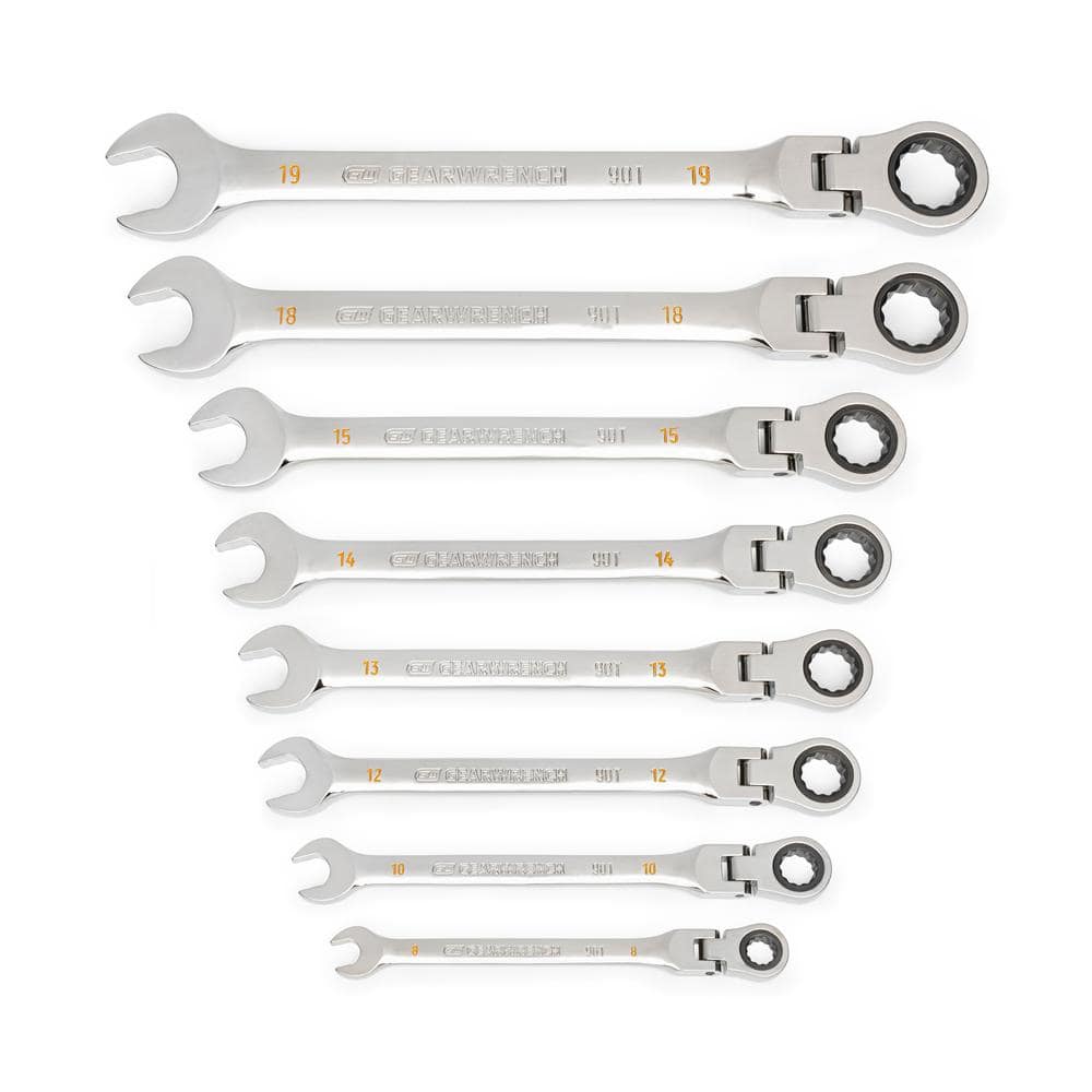 GEARWRENCH Metric Flex-Head 90-Tooth Combination Ratcheting Wrench Set (8-Piece) (1)