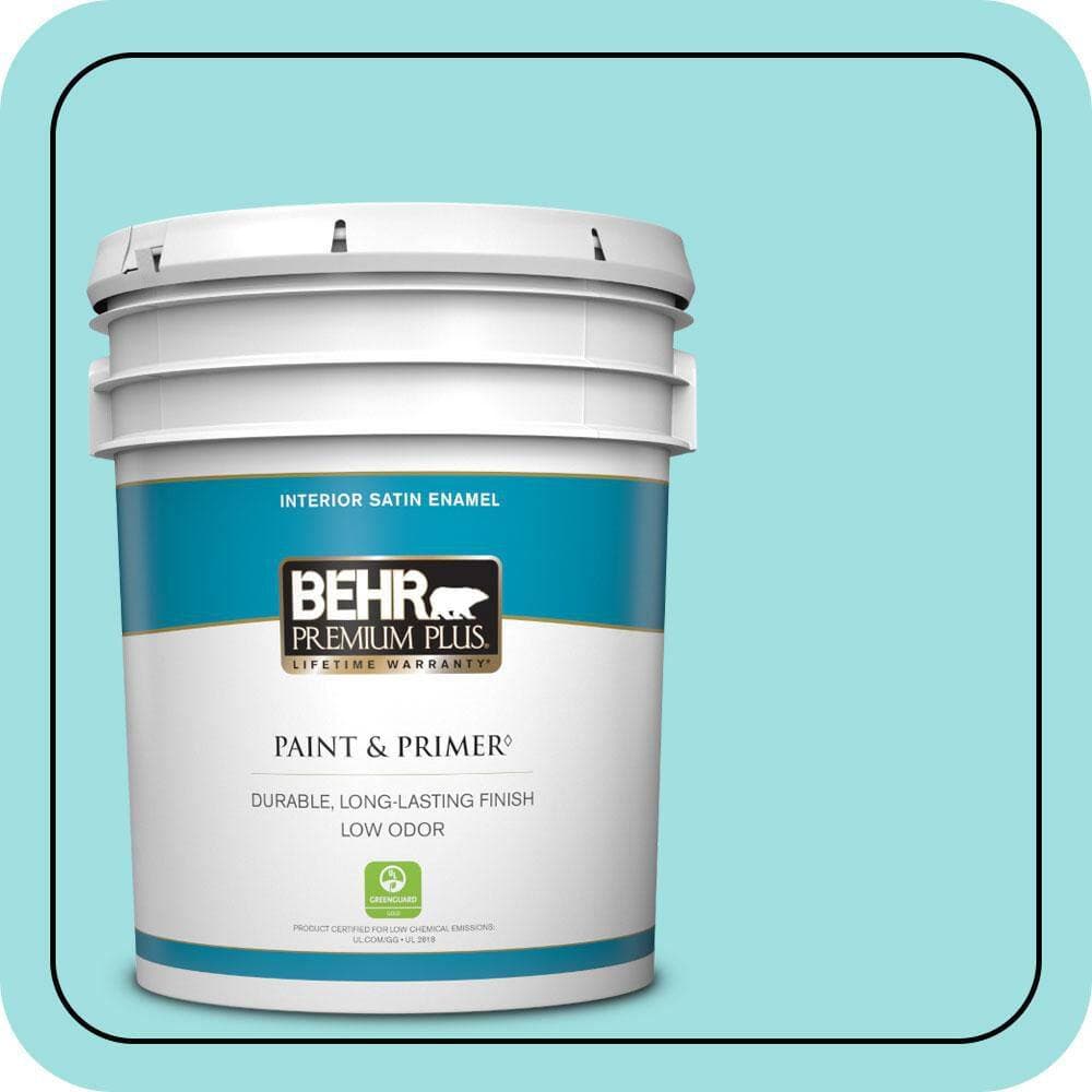 BEHR PREMIUM PLUS 5 gal. #CE-02 Mermaid Tears Satin Enamel Low Odor Interior Paint & Primer