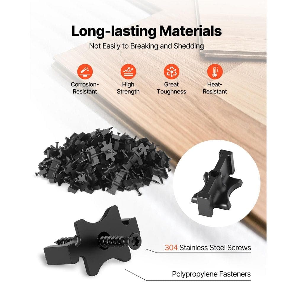 SVOPES 900PCS Hidden Deck Fasteners Universal T Clips & Screws for Composite Decking, Polypropylene for 0. 26in. Gaps Black (2)