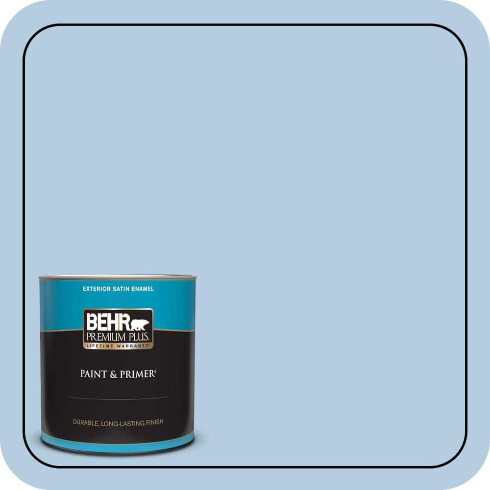 BEHR PREMIUM PLUS 1 qt. #PPU14-14 Crystal Waters Satin Enamel Exterior Paint & Primer (1)