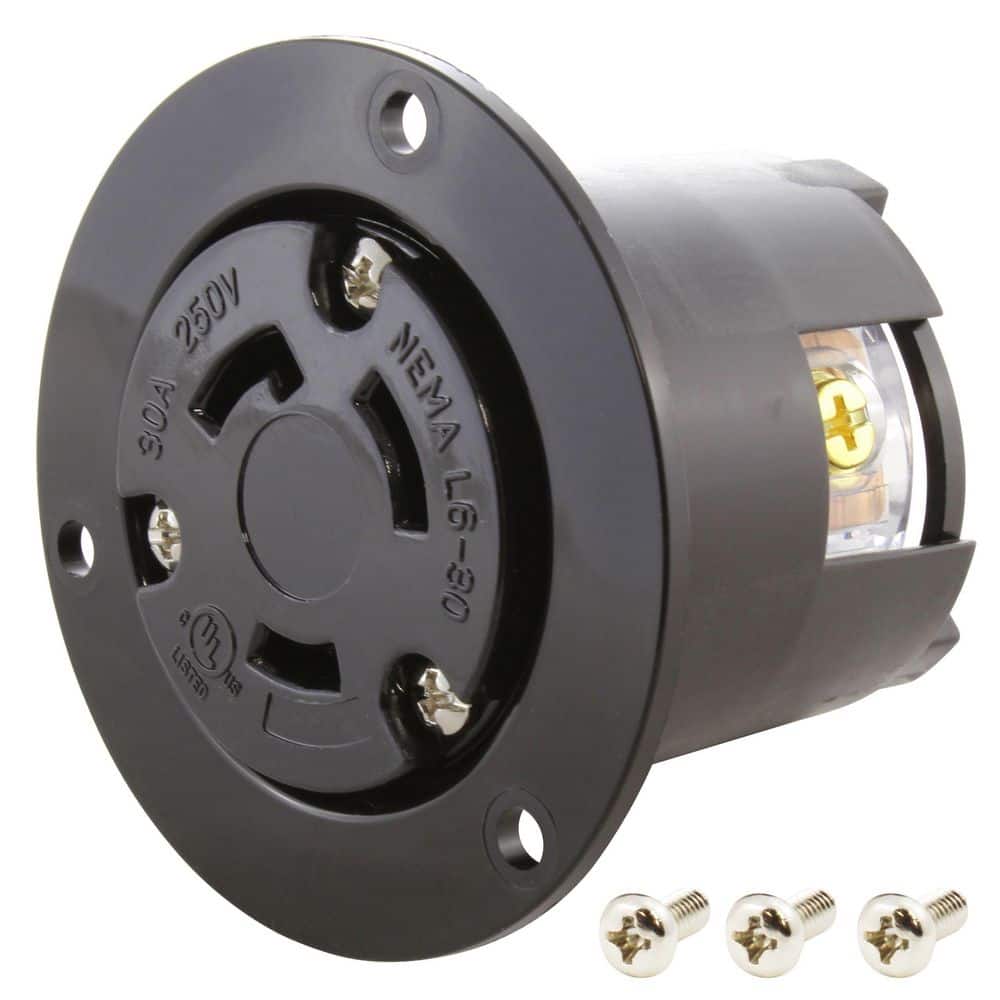 AC WORKS 30A 250V L6-30R Flanged Outlet UL and C-UL Listed (1)