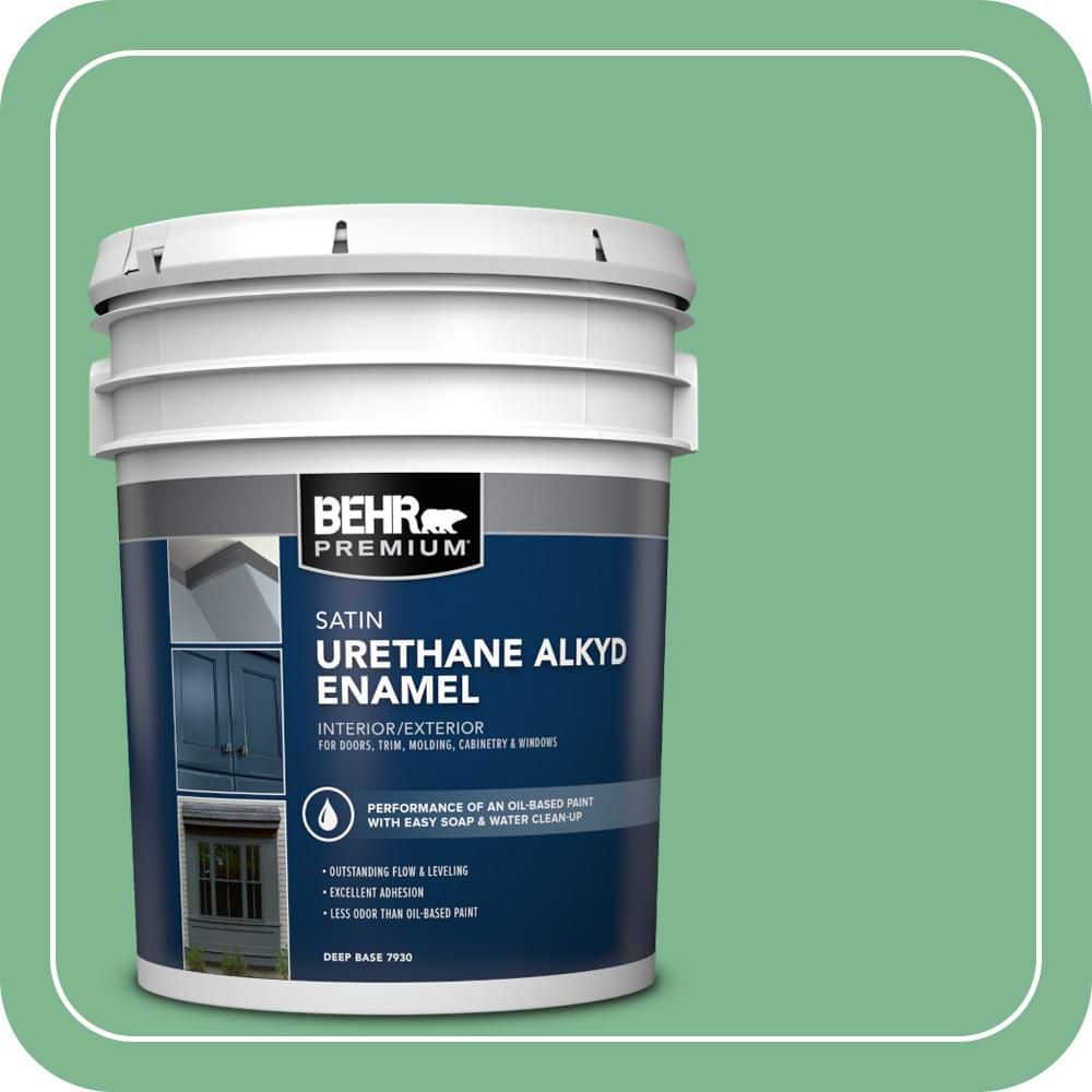 BEHR PREMIUM 5 gal. #BIC-40 Veiled Chameleon Urethane Alkyd Satin Enamel Interior/Exterior Paint