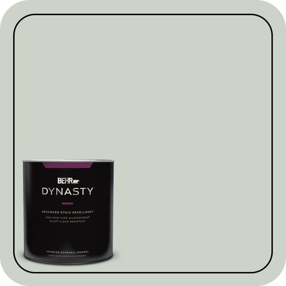 BEHR DYNASTY 1 qt. #MQ3-48 Shy Green One-Coat Hide Eggshell Enamel Interior Stain-Blocking Paint & Primer