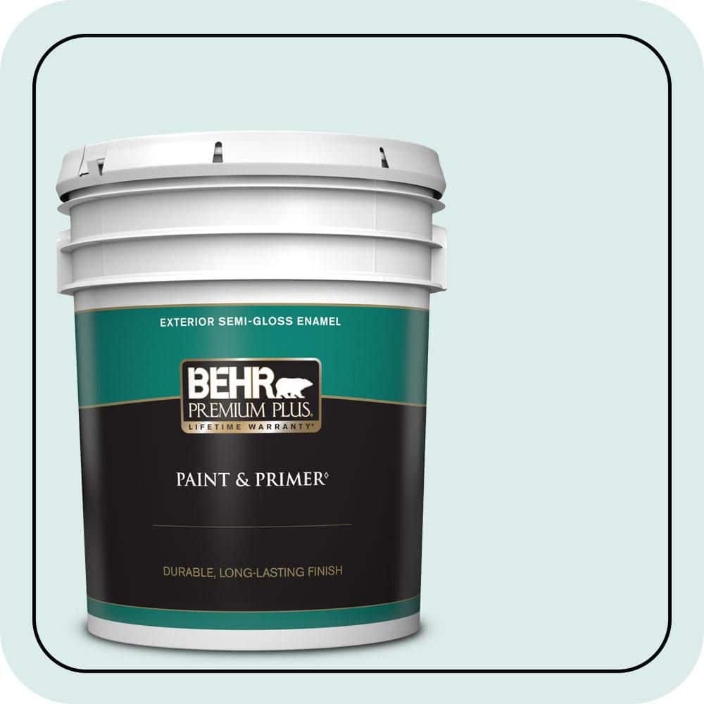 BEHR PREMIUM PLUS 5 gal. #510E-1 Ice Folly Semi-Gloss Enamel Exterior Paint & Primer