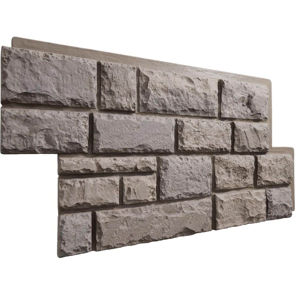 Ekena Millwork EverStone Regal Faux Stone Panel, 47 3/4"W x 24 3/4"H x 1 3/4"D, Shadow Moss Color (3)