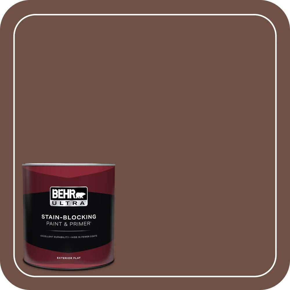 BEHR ULTRA 1 qt. #PMD-108 Double Chocolate Flat Exterior Paint & Primer