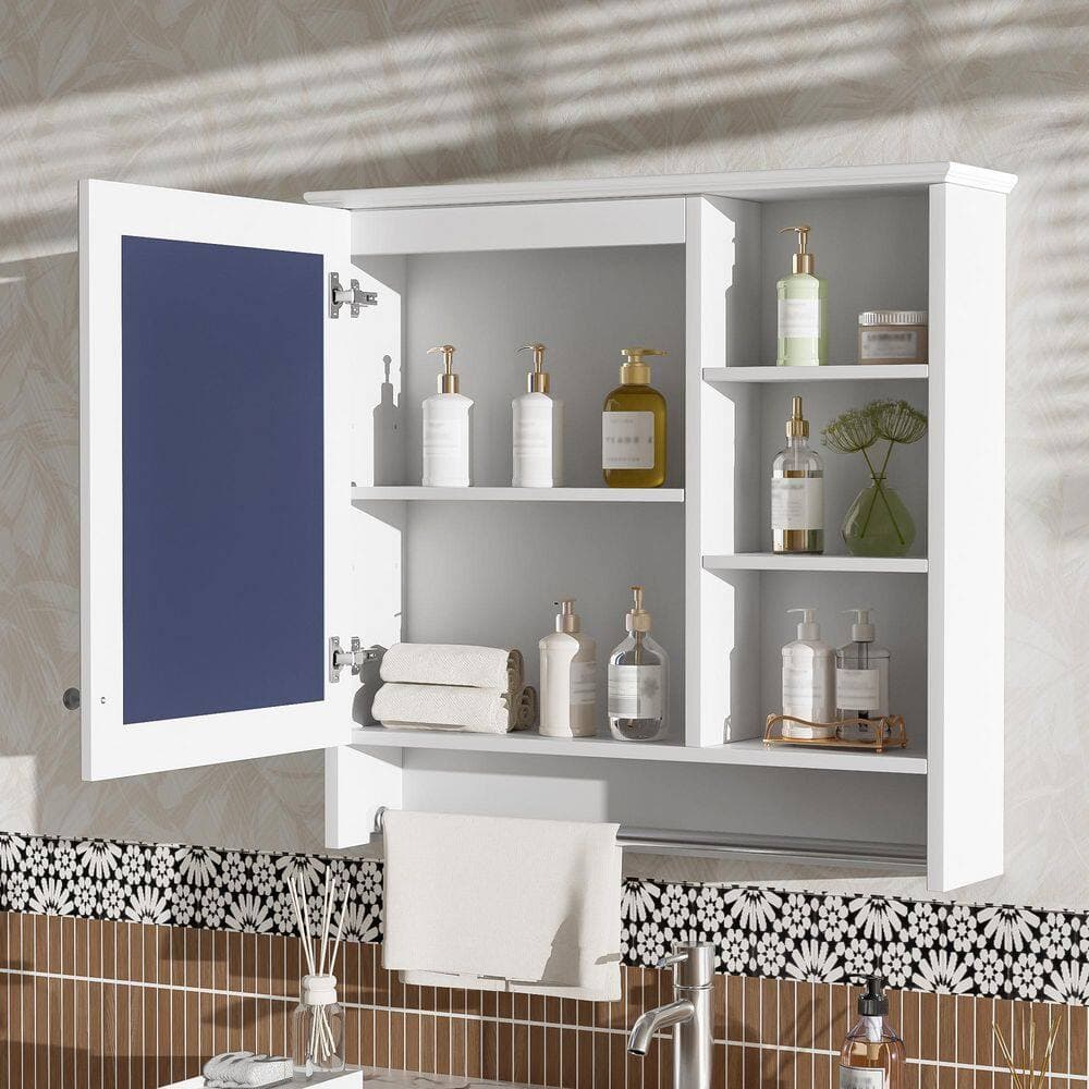 Unbranded 30.7 in. W x 7.1 in. D x 28.6 in. H Bathroom Storage Wall Cabinet Medicine Cabinet with Mirror Adjustable Shelf in White (2)