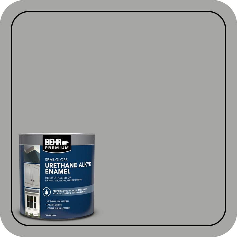 BEHR PREMIUM 1 qt. #PPU24-18 Great Graphite Urethane Alkyd Semi-Gloss Enamel Interior/Exterior Paint (1)