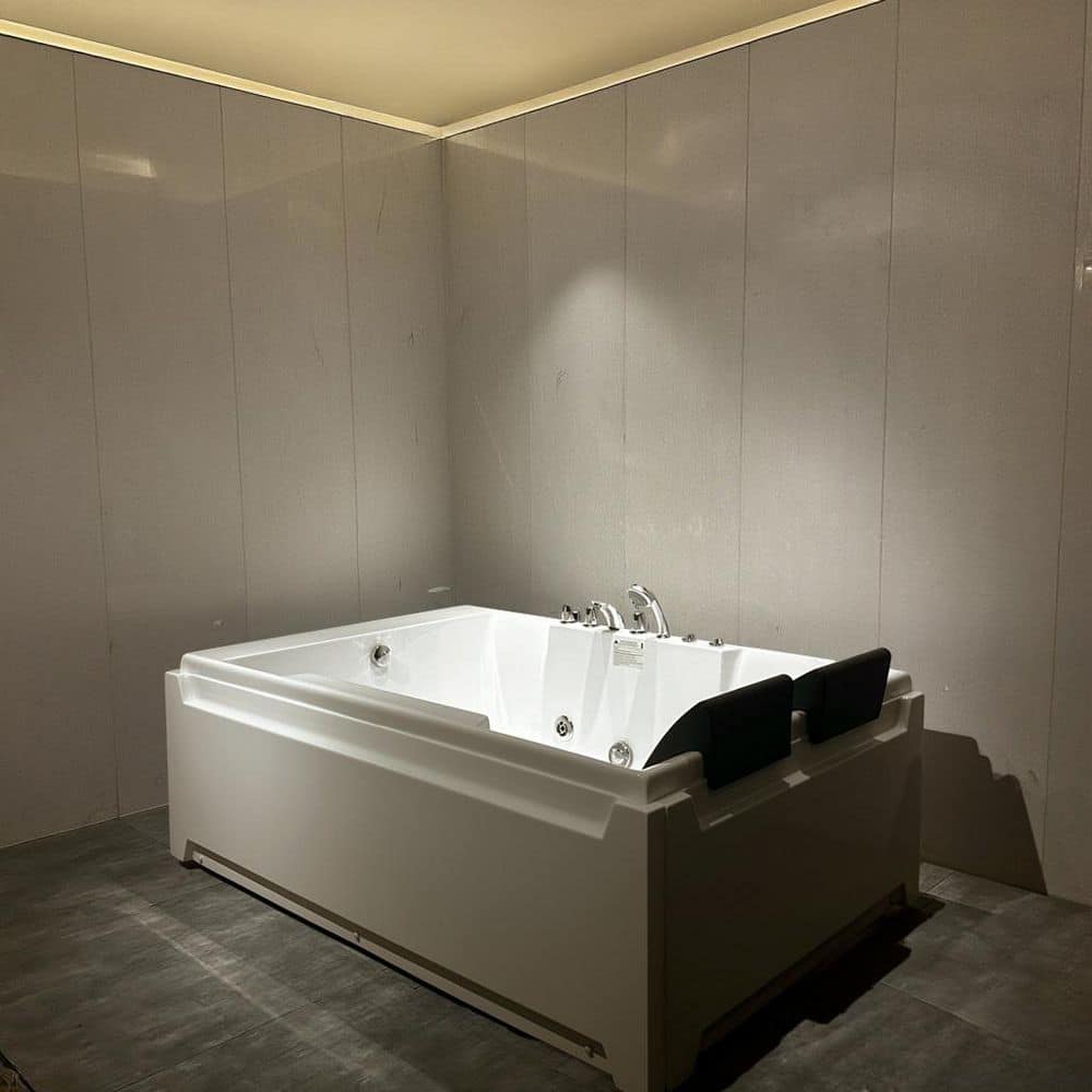 LIVACA 72.83 in. x 48.43 in. Jetted Whirlpool Bathtub with Left Drain in Glossy White Acrylic for 2 Person Hydro Massage (3)