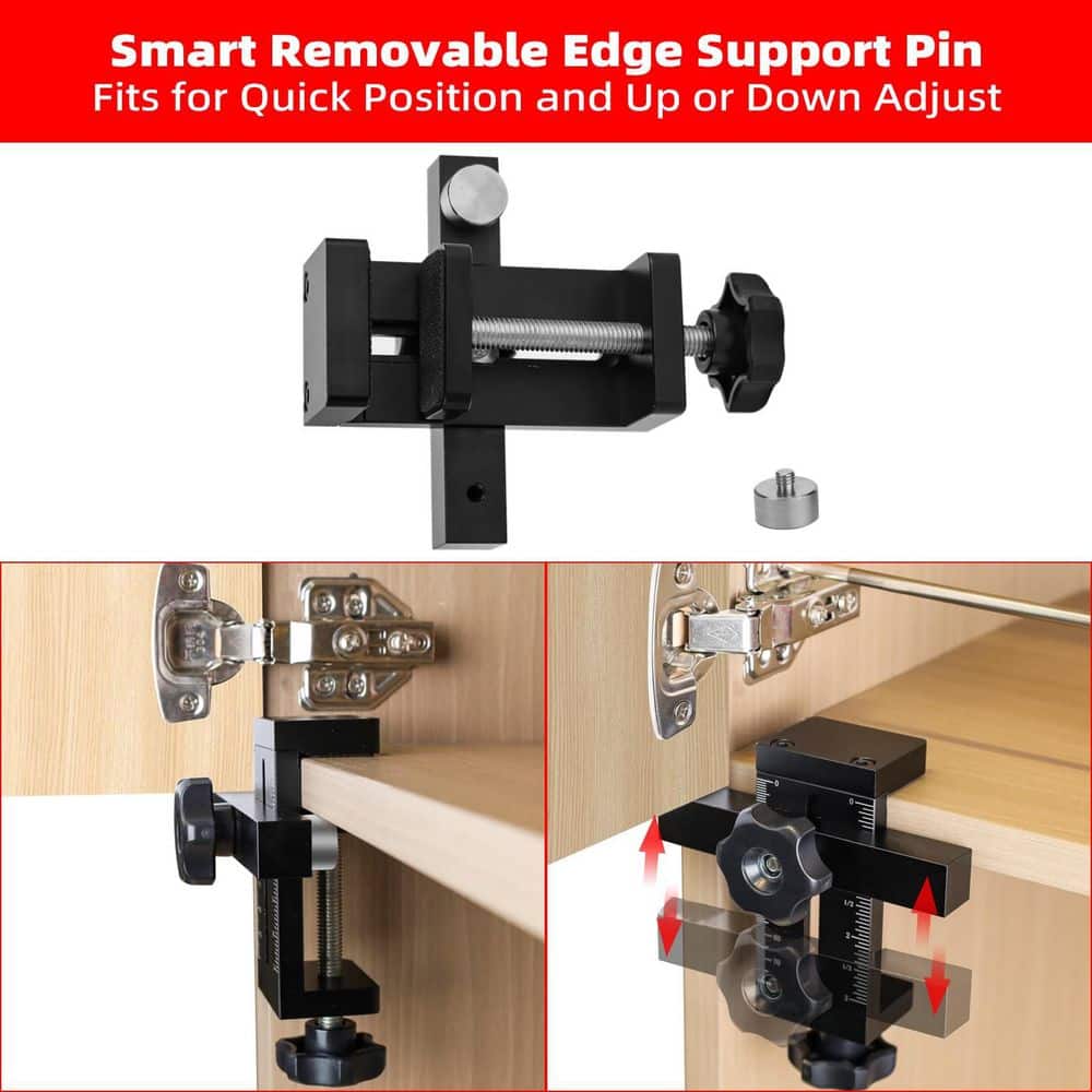 Numhew Black Aluminum Adjustable Cabinet Door Mounting Jig with Quick Edge Positioner for Installing Frameless or Face Frame (3)