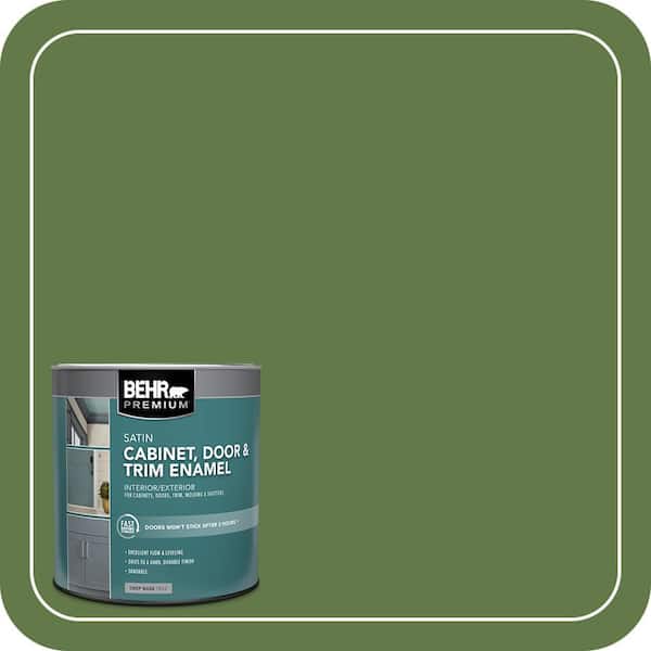 BEHR PREMIUM 1 qt. #M370-7 Mown Grass Satin Enamel Interior/Exterior Cabinet, Door & Trim Paint (2)
