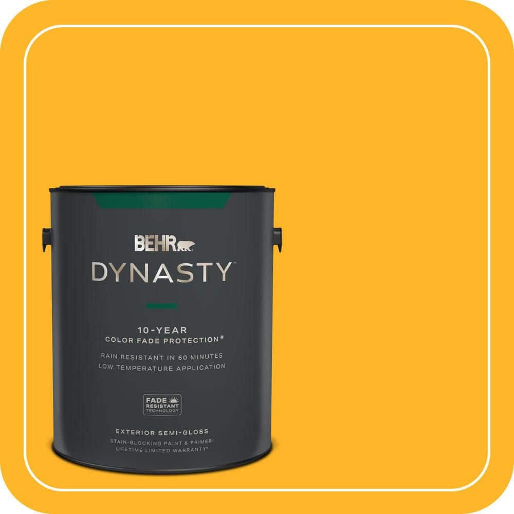 BEHR DYNASTY 1 gal. #P260-7 Extreme Yellow Semi-Gloss Exterior Stain-Blocking Paint & Primer