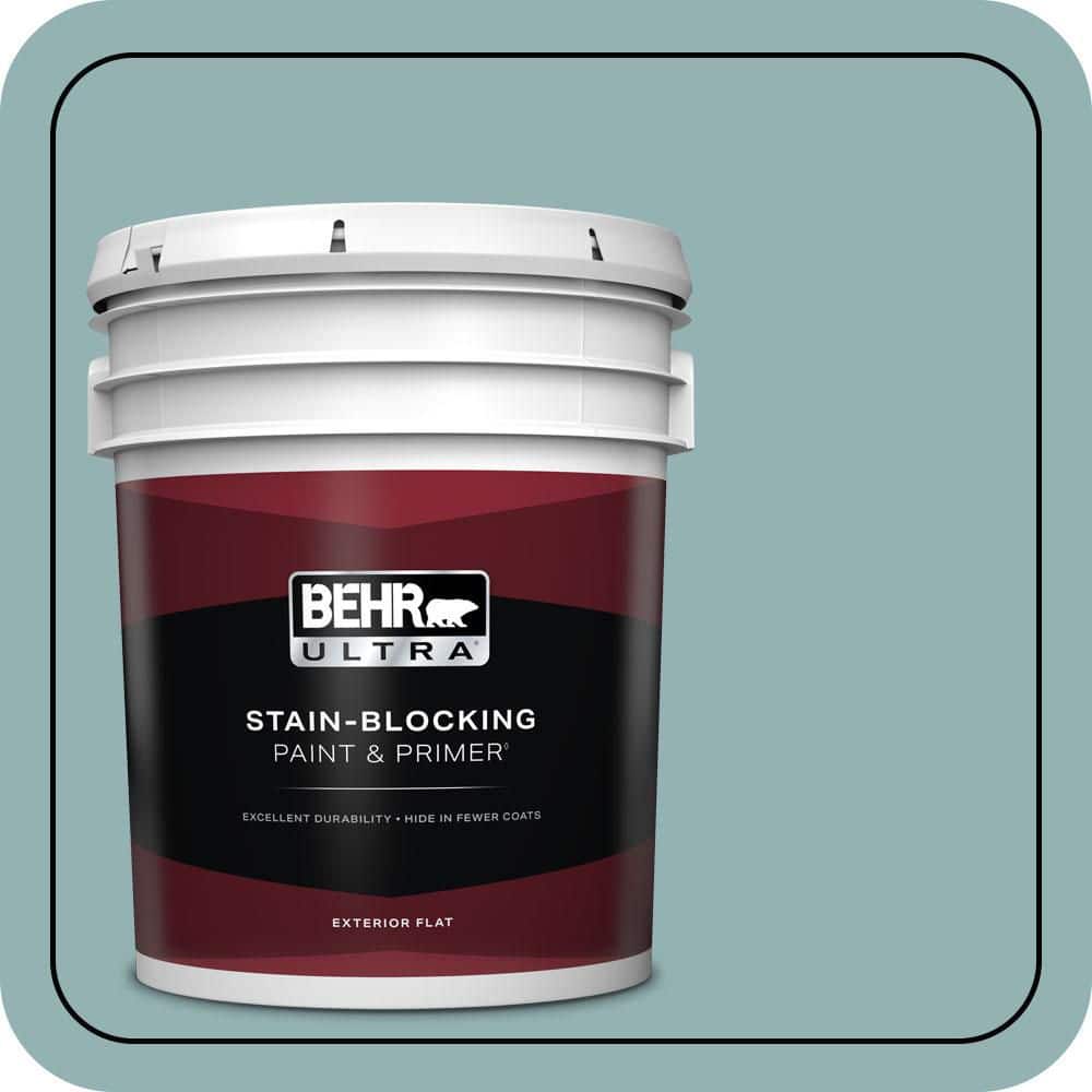 BEHR ULTRA 5 gal. #500F-5 Gulf Winds Flat Exterior Paint & Primer