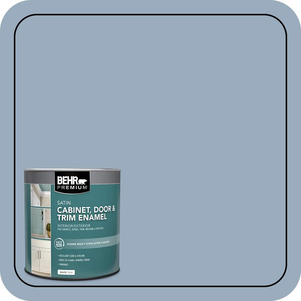 BEHR PREMIUM 1 qt. #S510-3 Ombre Blue Satin Enamel Interior/Exterior Cabinet, Door & Trim Paint