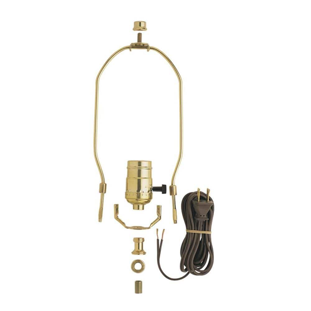 Bel Air Lighting 10 in. Brass DIY Make-A-Lamp Bottle Adapter Kit with Standard Base 3-Way Lamp Socket and Hardware Included (2)