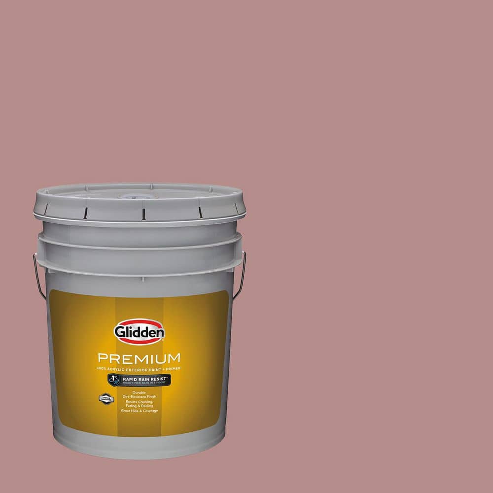 Glidden Premium 5 gal. PPG1053-5 Brandy Snaps Flat Exterior Latex Paint