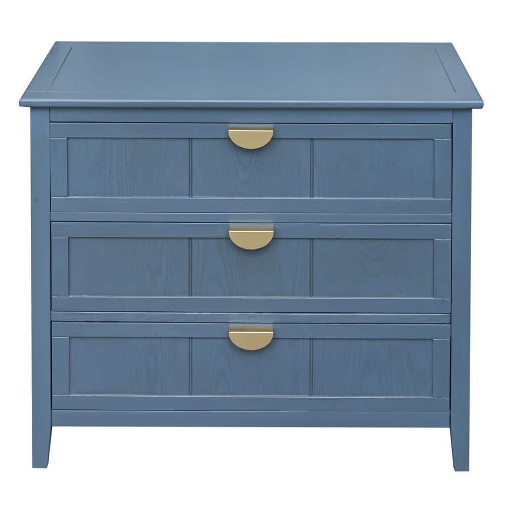 Unbranded 31.54 in. W x 15 in. D x 30.75 in. H Blue Linen Cabinet with 3-Drawers (1)