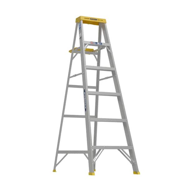 Werner 6 ft. Aluminum Step Ladder (10 ft. Reach Height) with 250 lb. Load Capacity Type I Duty Rating (2)