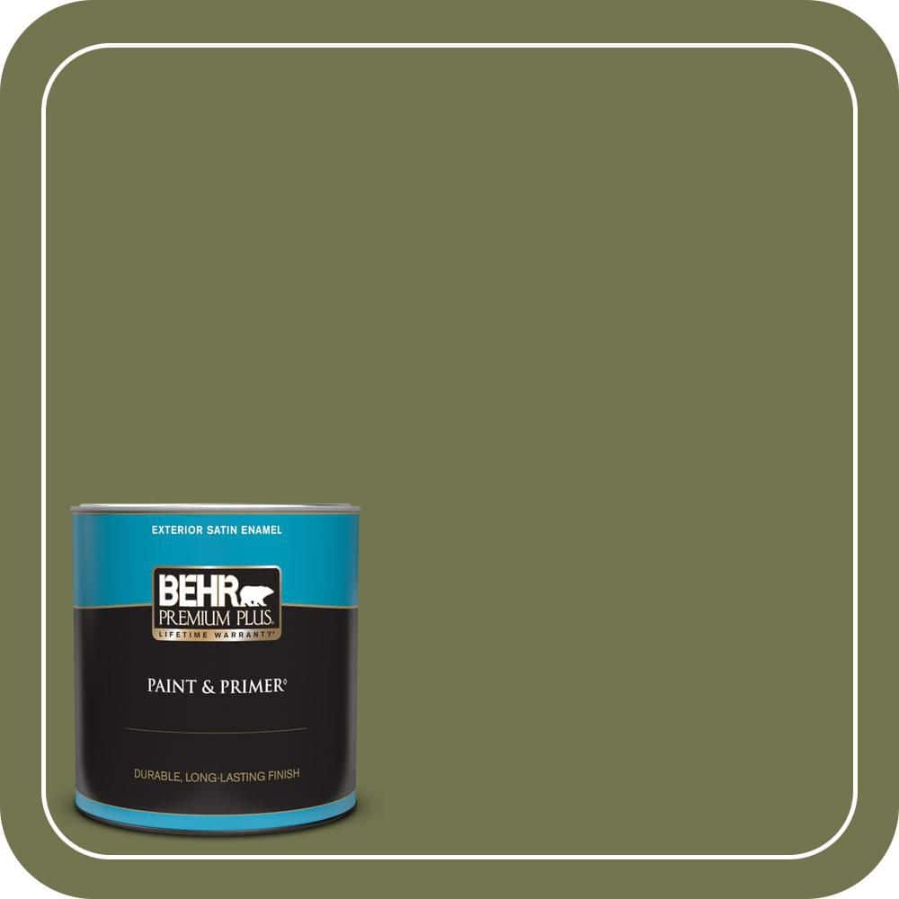 BEHR PREMIUM PLUS 1 qt. #S360-6 Secret Meadow Satin Enamel Exterior Paint & Primer