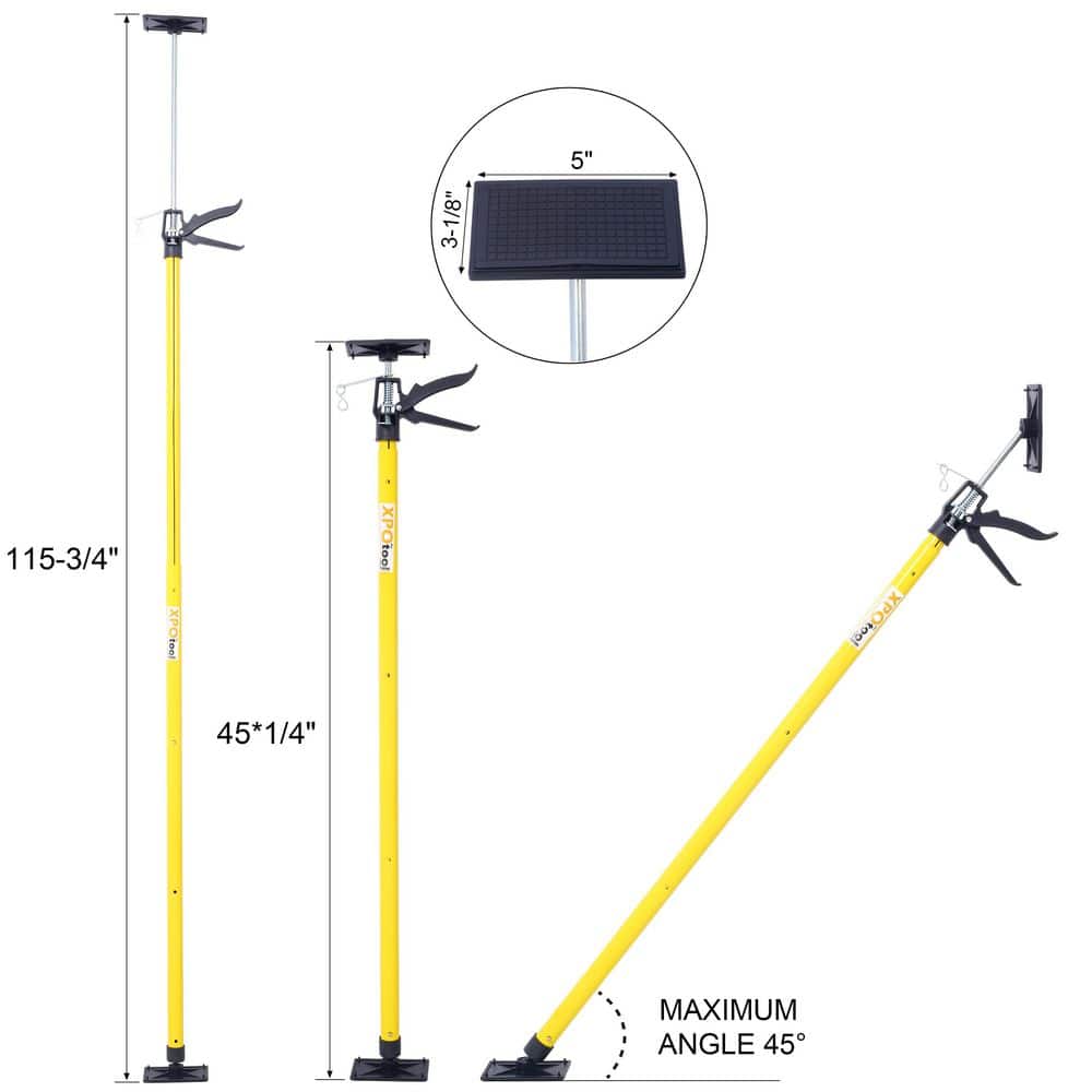 Tatayosi 2-Pack Yellow Steel Adjustable Support Pole Jack Post Hand Support System, Extends from 45 to 114 in. (2)