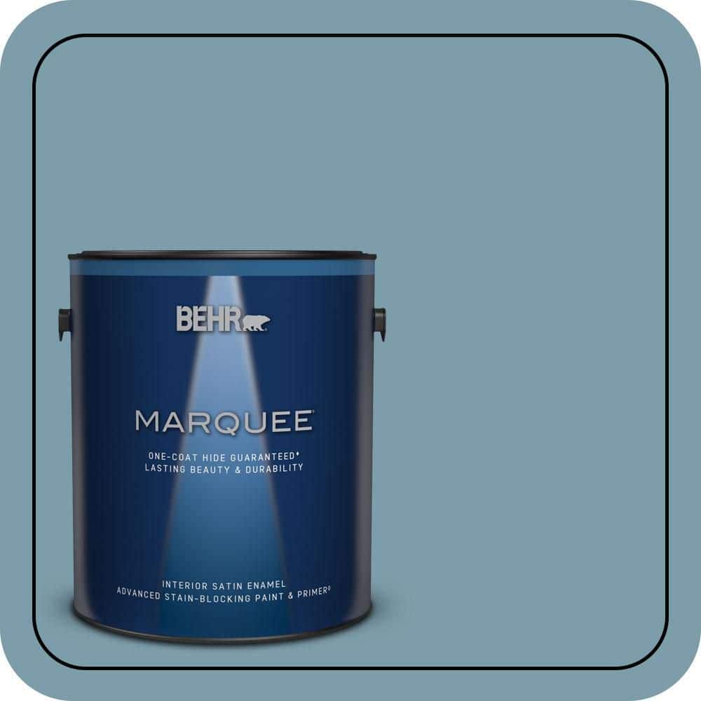 BEHR MARQUEE 1 gal. #S470-4 Dolphin Blue One-Coat Hide Satin Enamel Interior Paint & Primer