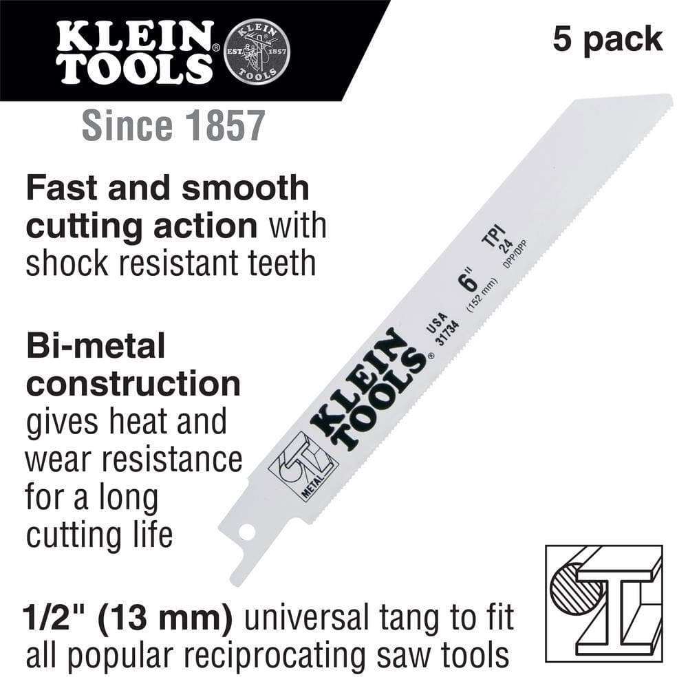 Klein Tools Reciprocating Saw Blades, 14 TPI, 9-Inch, 5-Pack (2)