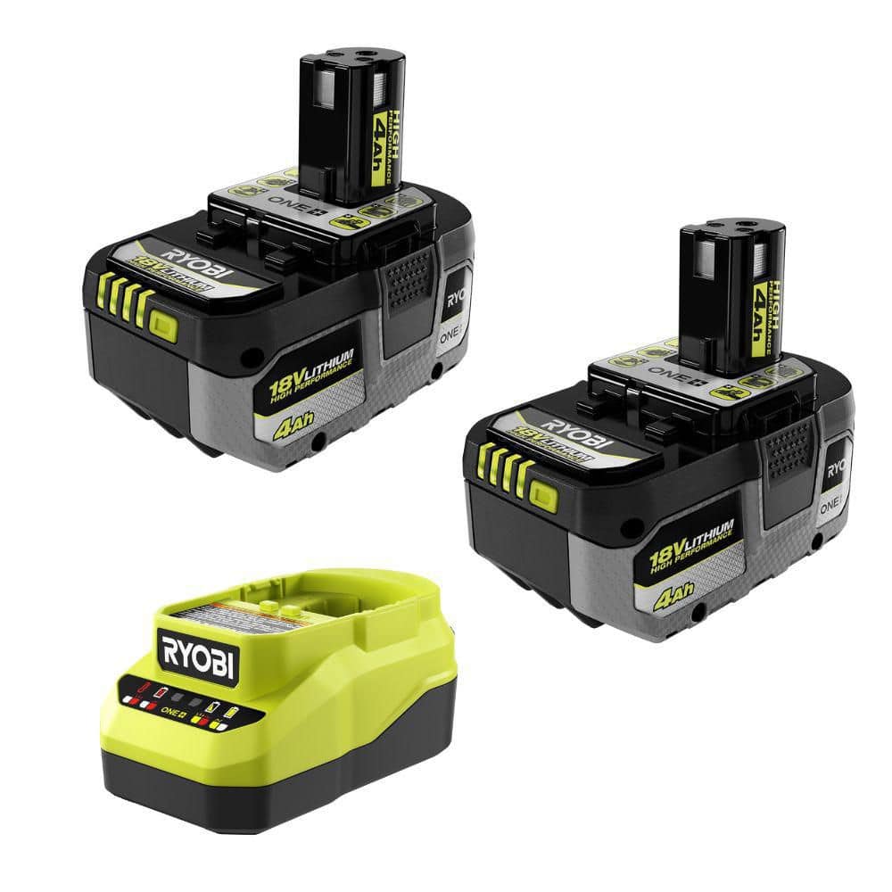 RYOBI ONE+ 18V Lithium-Ion High Performance Starter Kit with (2) 4 Ah High Performance Batteries and 2A Charger (1)