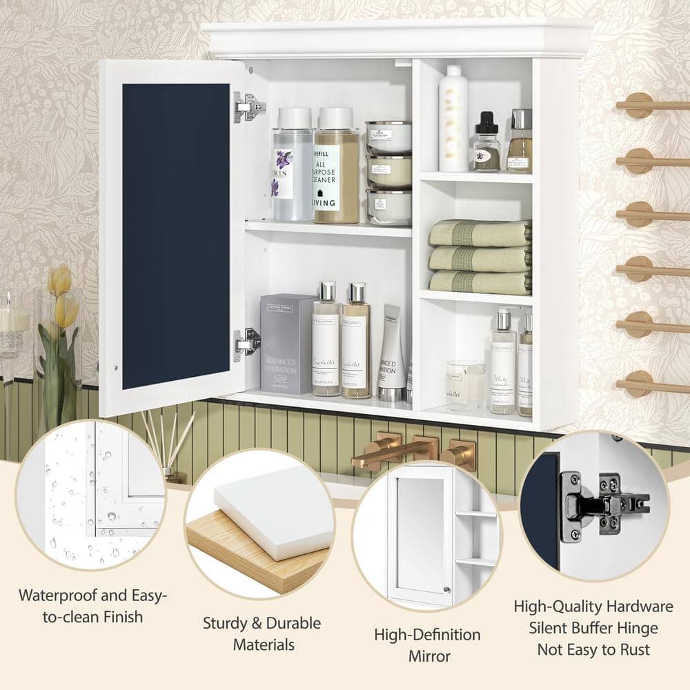 COWLOWN 30.07 in. W x 7.16 in. D x 28.74 in. H Over the Toilet Storage Organizer Bathroom Storage Wall Cabinet in White (3)