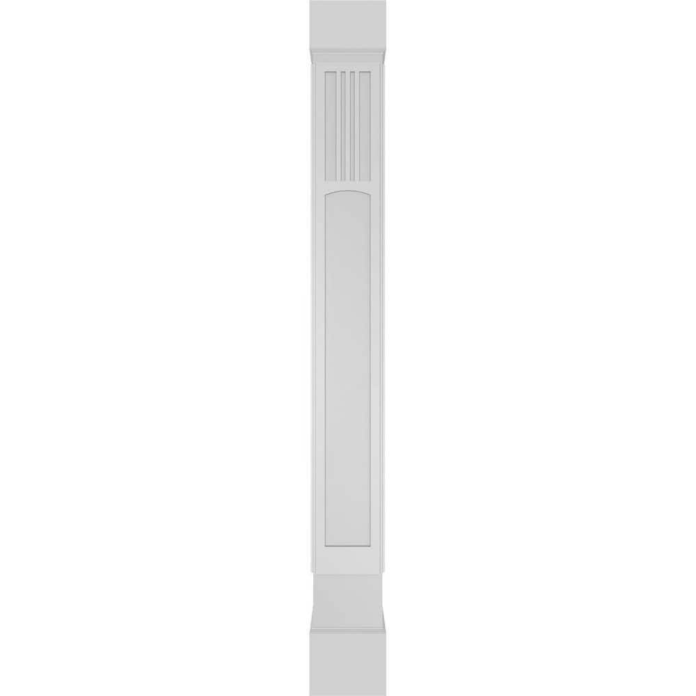 Ekena Millwork 7-5/8 in. x 8 ft. Square Non-Tapered San Miguel Mission Style Fretwork PVC Column Wrap Kit w/Standard Capital and Base (2)
