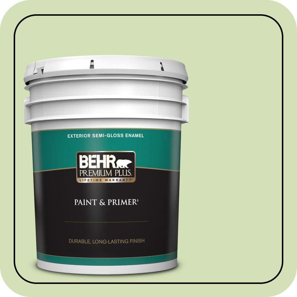 BEHR PREMIUM PLUS 5 gal. #MQ4-45 Spring Glow Semi-Gloss Enamel Exterior Paint & Primer