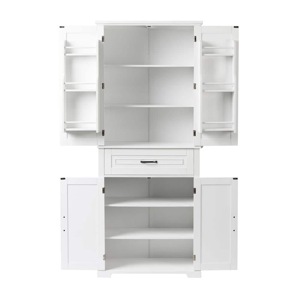 Unbranded 29.9 in. W 15.7 in. D 72.2 in. H Linen Cabinet with Doors and Drawer Multiple Storage Space Adjustable Shelf (3)