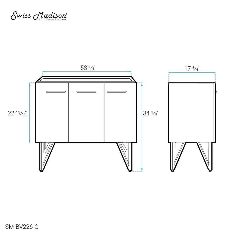 Swiss Madison Annecy 25 in. W x 60 in. D x 8 in. H Bath Vanity Cabinet without Top in Black (3)