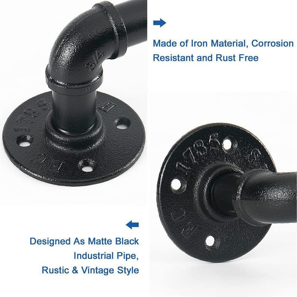 Dracelo Wall Mount Industrial Pipe Towel Bar Iron Bathroom Towel Rack (4)