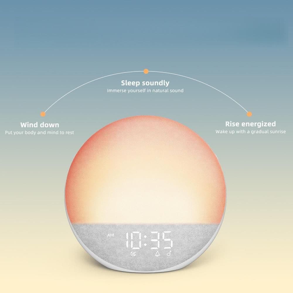 BIBIVIS Sunrise Alarm Clock with Bluetooth Speaker for Bedroom, Natural Wake Up, Dimmable Clock, Noise Machine (4)