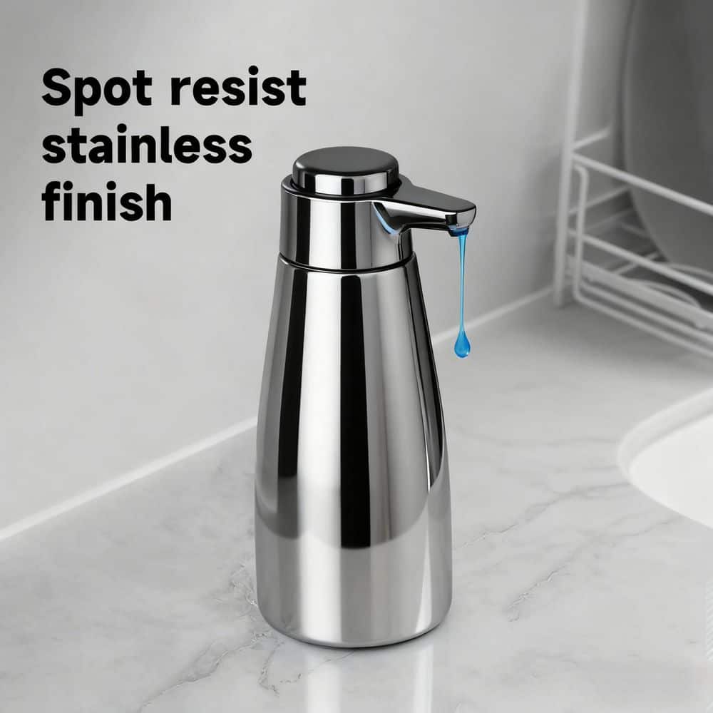 Numhew 15 oz. Matte Black Stainless Steel Liquid Soap Dispenser for Dish and Hand Soap, One Hand Easy Operation (2)